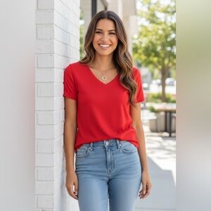 Red George soft V neck Tee size Med